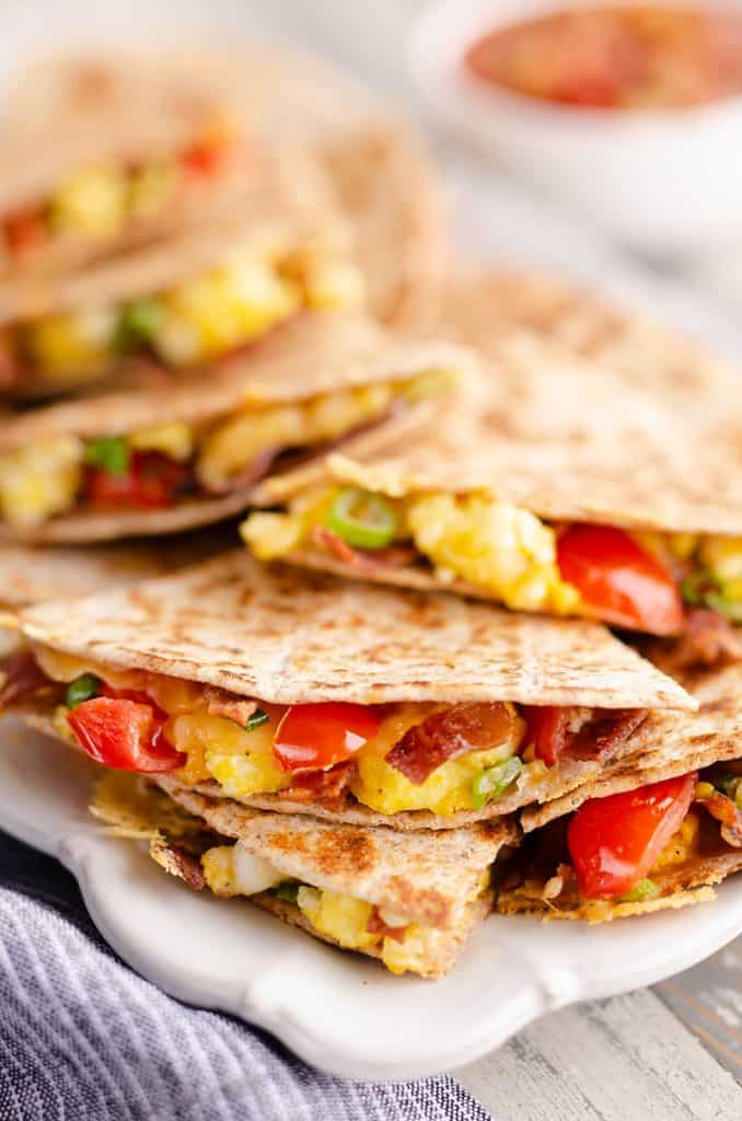 Turkey Bacon Breakfast Quesadilla served for brunch