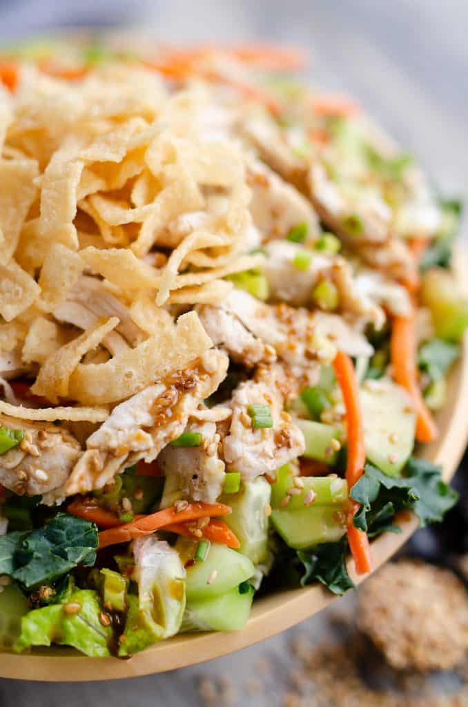 Asian Toasted Sesame Chicken Salad serving