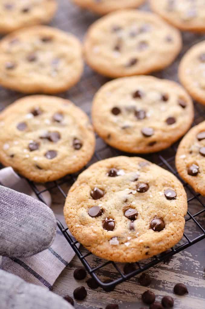 Best Chewy Chocolate Chip Cookie Recipe with oven mitt