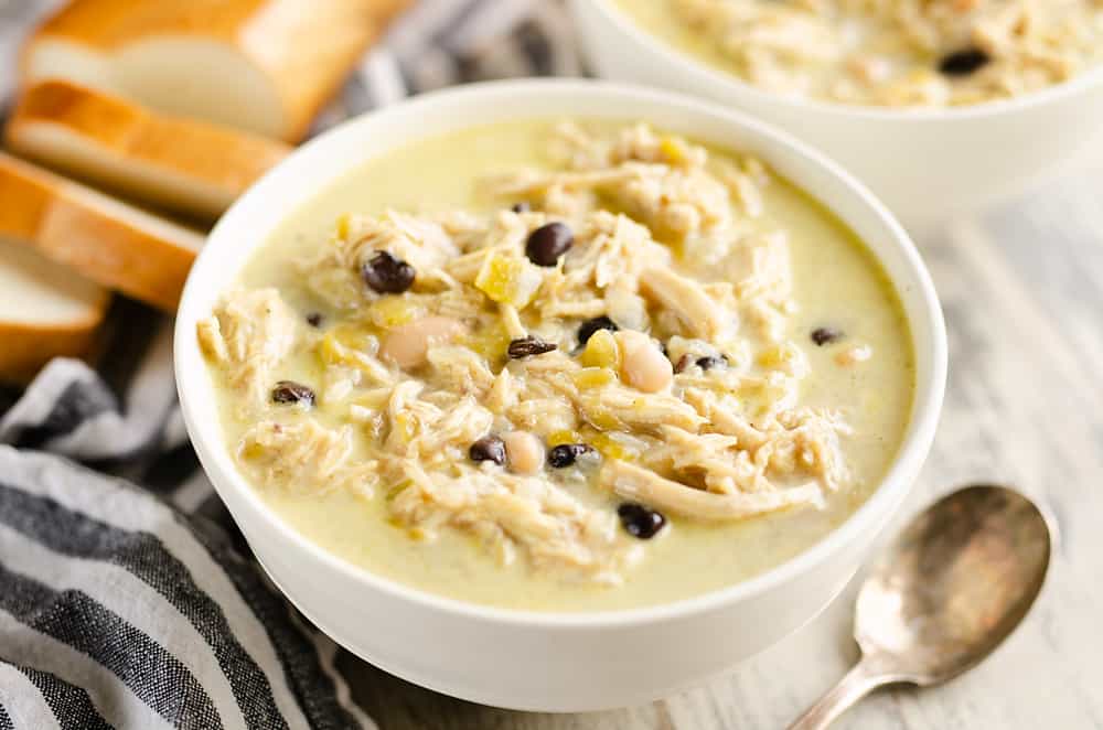 Healthy Pressure Cooker White Chicken Chili Soup dinner serving