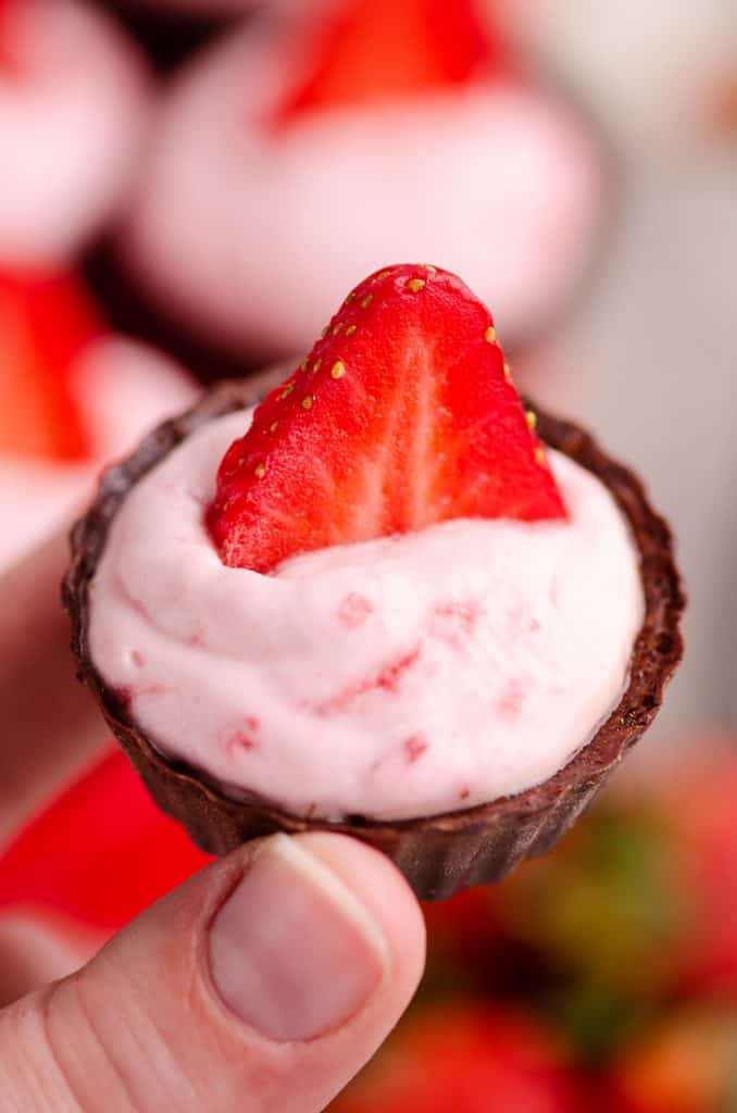 Strawberry Dark Chocolate Dessert Cups individual finger food