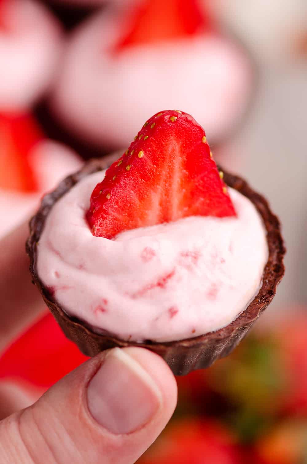 Strawberry Dark Chocolate Mini Dessert Cups Easy NoBake Treat