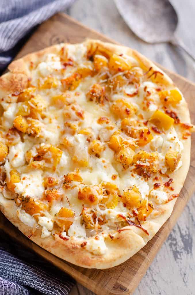 Airfryer Squash & Goat Cheese Pizza served