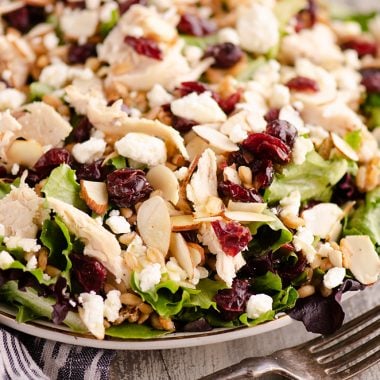 Cranberry Farro Chicken Salad served for dinner