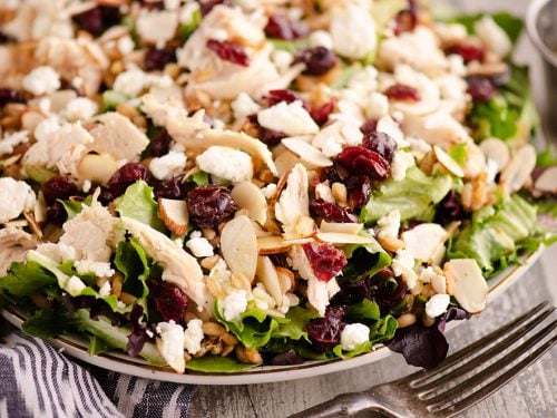 Cranberry Farro Chicken Salad served for dinner