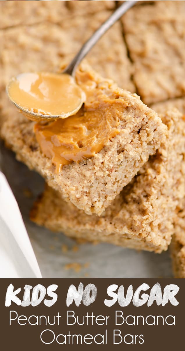 Kids No Sugar Peanut Butter Banana Oatmeal Bars BLW Recipe