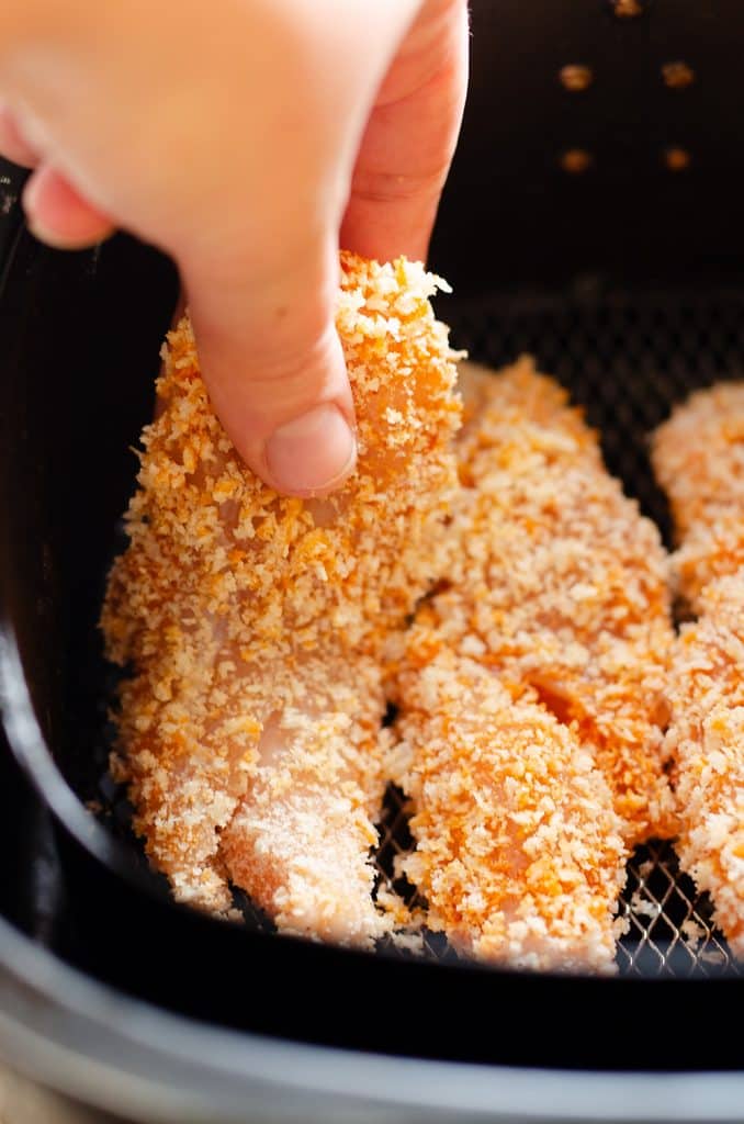 Air Fryer Buffalo Chicken Strips baked in Airfryer