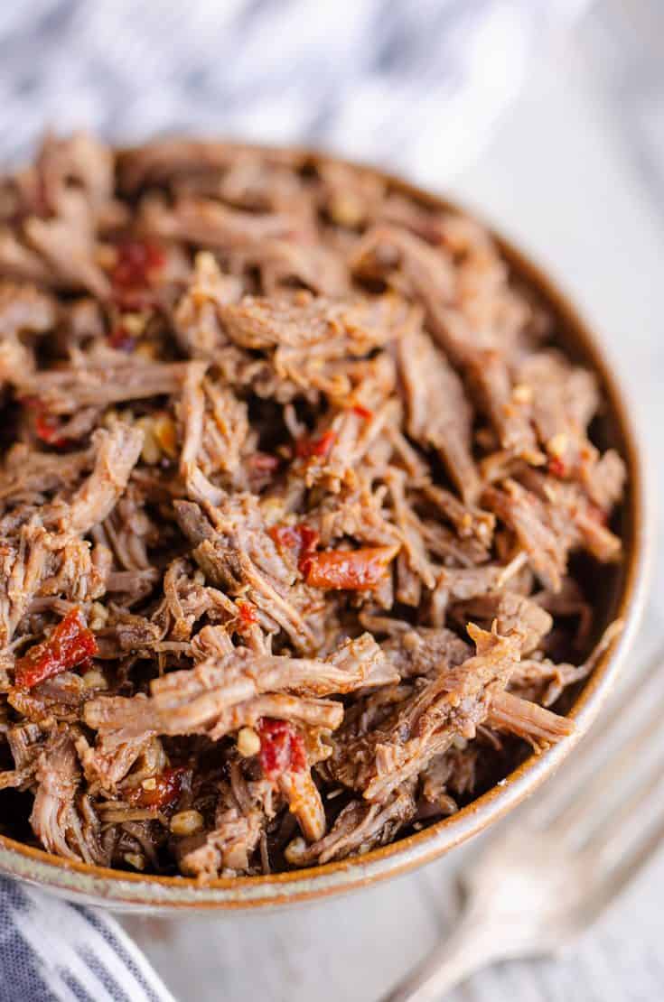 Chipotle Garlic Pressure Cooker Shredded Beef