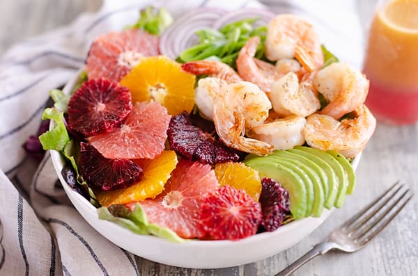 Citrus Shrimp Salad with citrus dressing