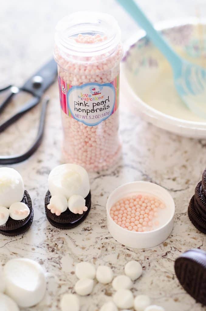 Easter Bunny Butt No Bake Treats Assembly with Sprinkles