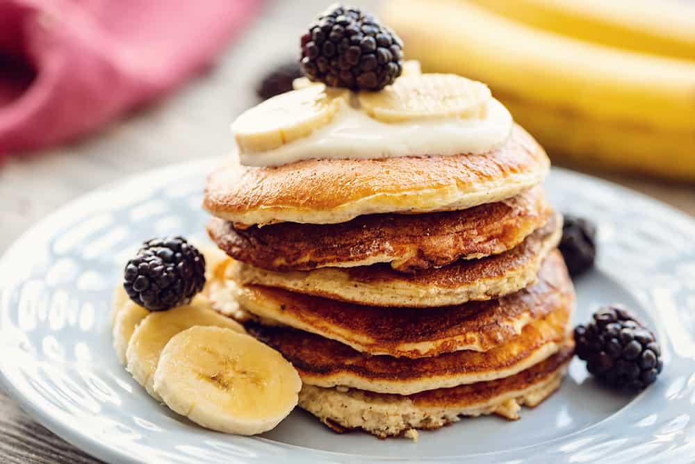 Healthy Banana Pancakes with Protein - Haute & Healthy Living