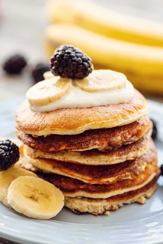 Healthy Banana Pancakes with Protein - Haute & Healthy Living