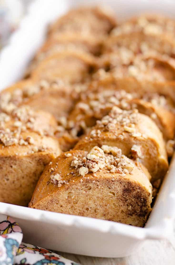 Cinnamon Pecan Overnight French Toast Casserole