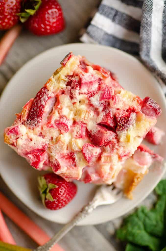 Strawberry Rhubarb Custard Dessert slice