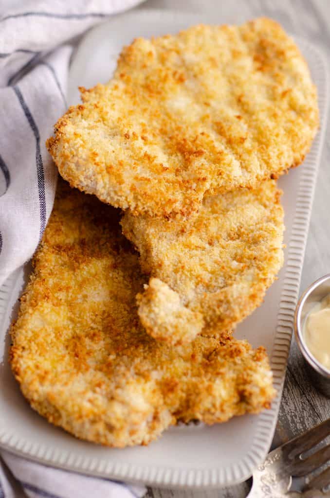 Crispy Air Fryer Breaded Pork Chops with dijon mustard sauce