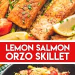 Lemon Salmon Orzo Skillet