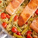 Lemon Salmon Orzo Skillet