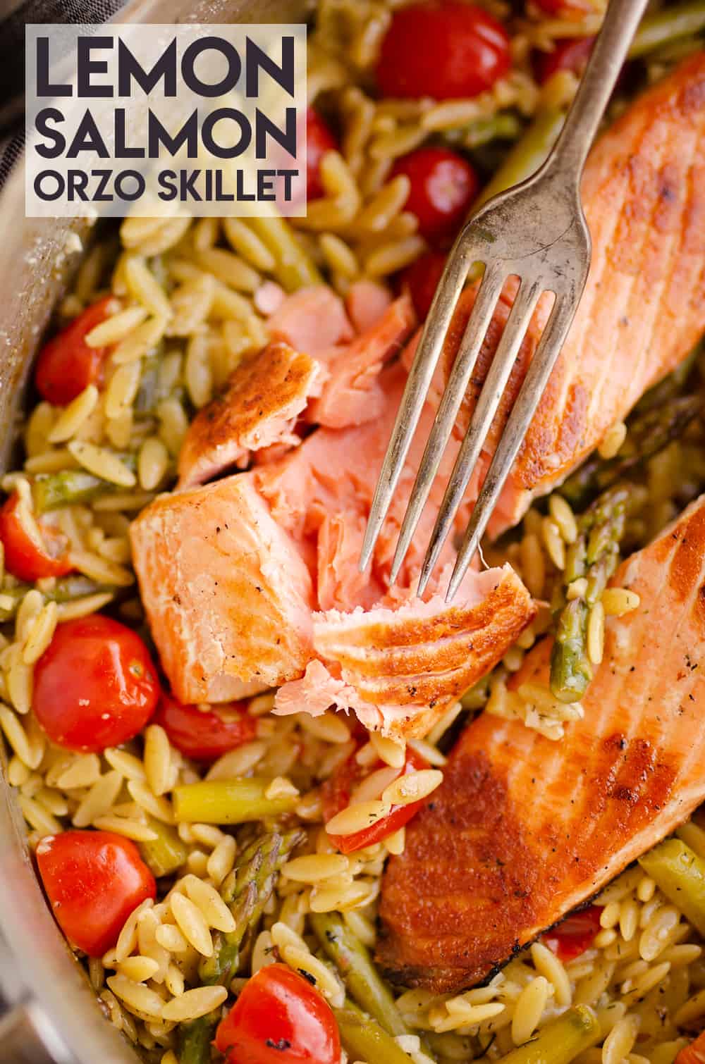 Lemon Salmon Orzo Skillet