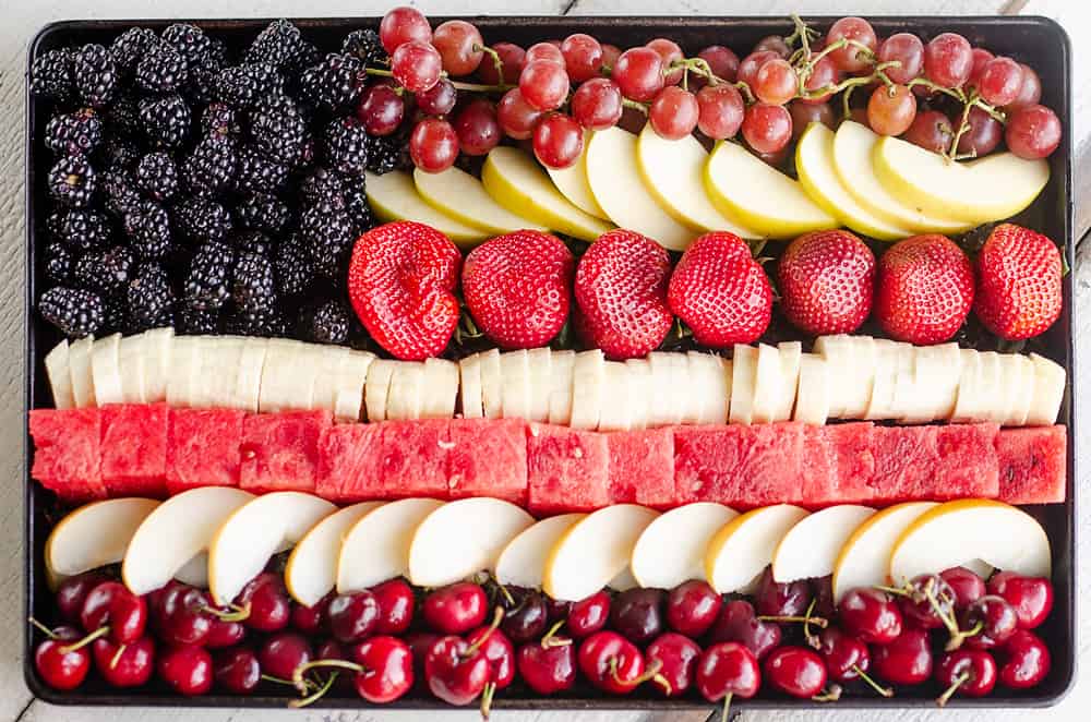 Patriotic Flag Fruit Platter on tray