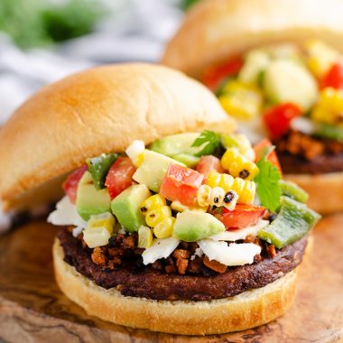 Southwest Black Bean Burgers served on platter