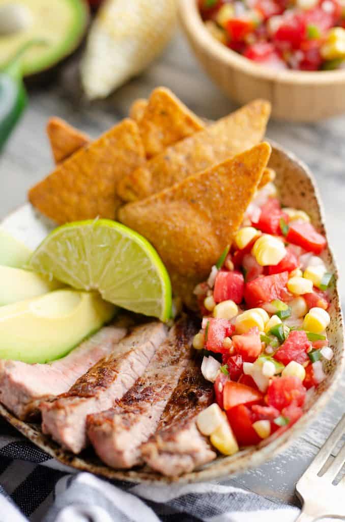 Garden Salsa Steak Bowl served for dinner