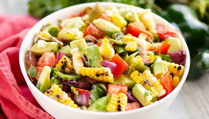 Grilled Corn Avocado Salad Recipe in bowl