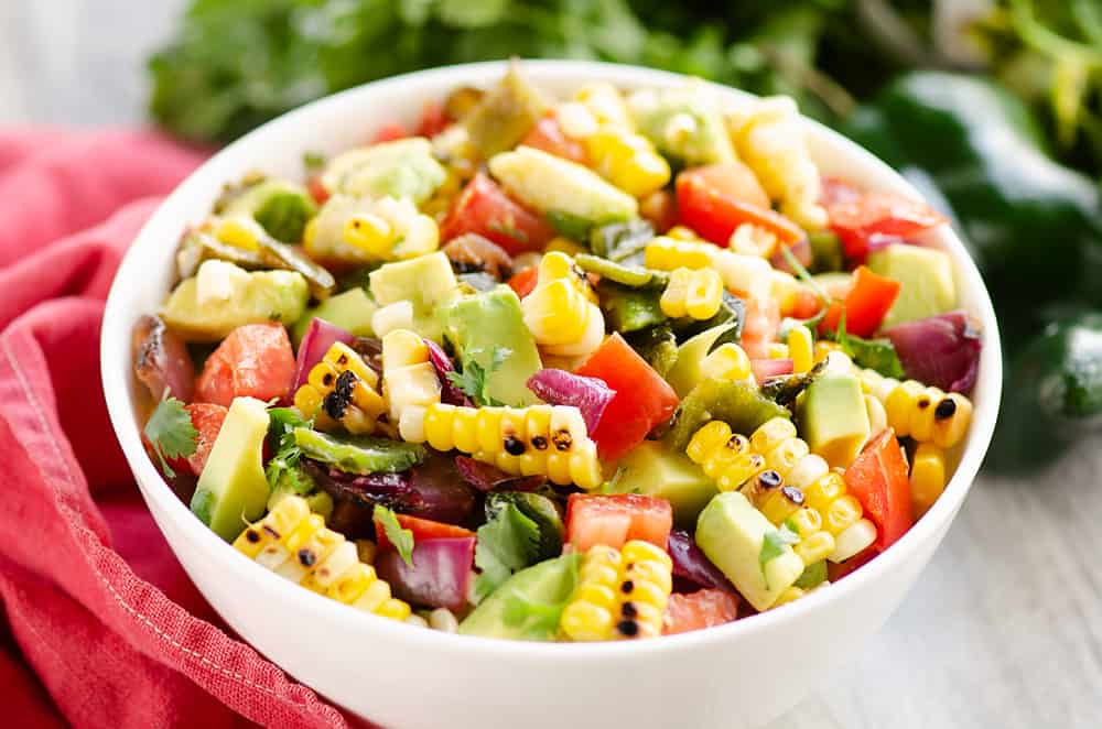 Grilled Corn Avocado Salad Recipe in bowl