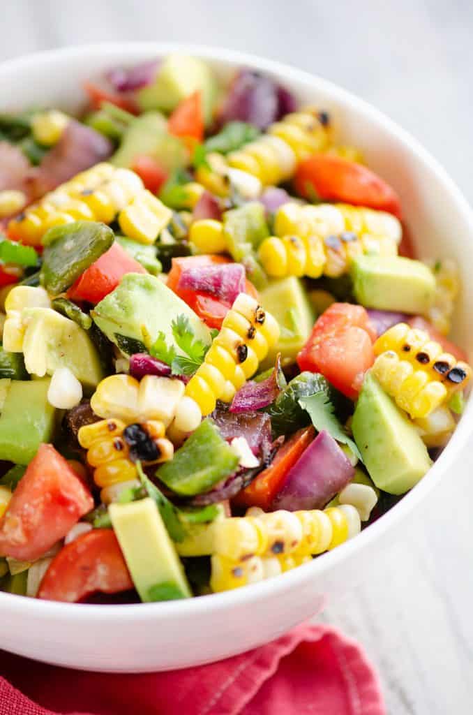 Grilled Corn Avocado Salad Recipe in serving bowl