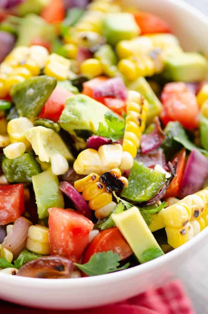 Grilled Corn Avocado Salad Recipe in bowl