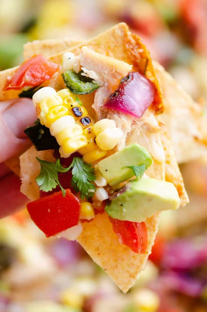 Grilled Corn Avocado Salsa Recipe on chip nachos