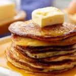 Best Buttermilk Pancake Recipe with butter and syrup