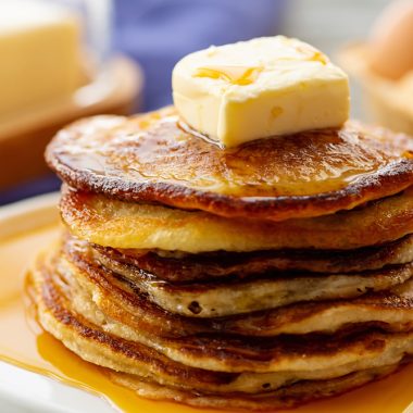 Best Buttermilk Pancake Recipe with butter and syrup