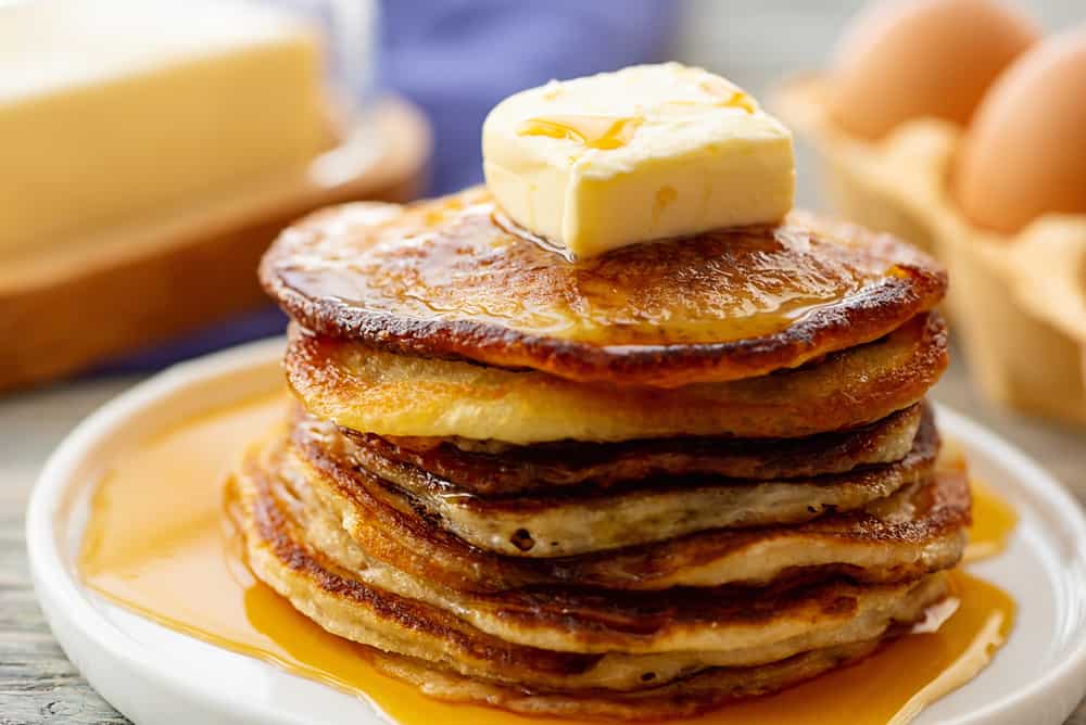 Best Buttermilk Pancake Recipe with butter and syrup