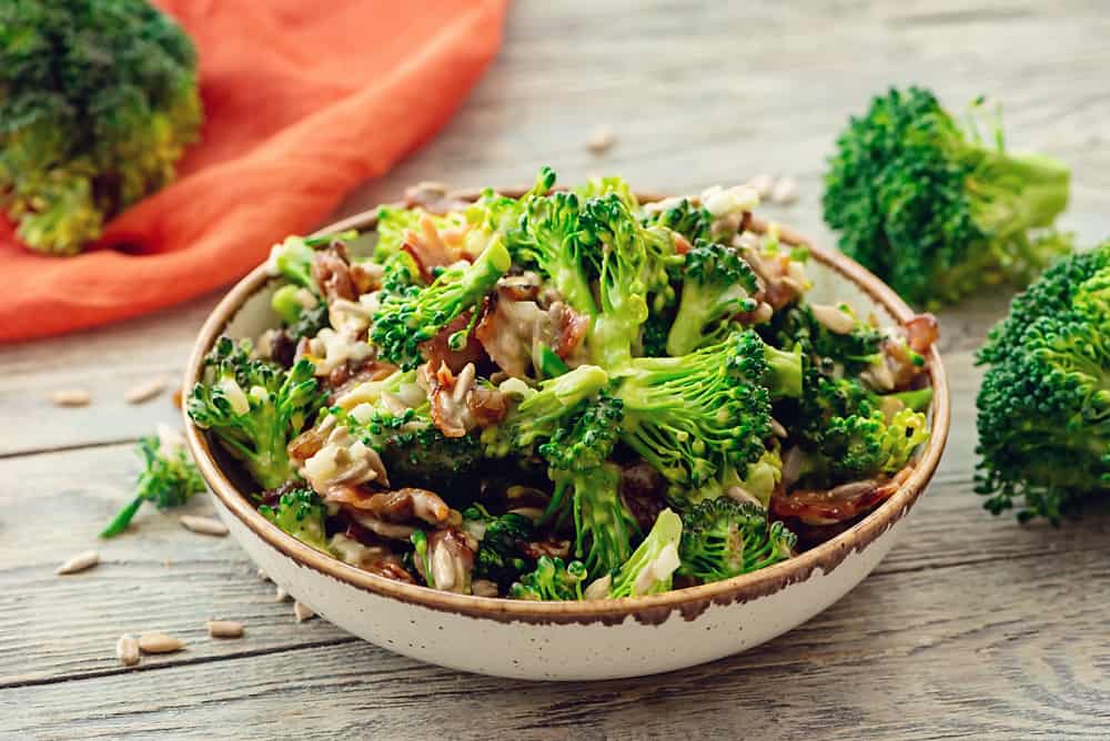 Broccoli Bacon Salad served on dinner table