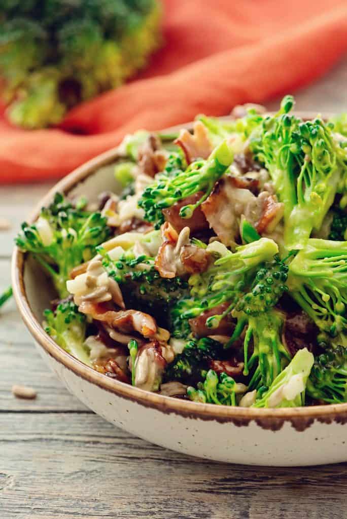 Broccoli Bacon Salad served in bowl