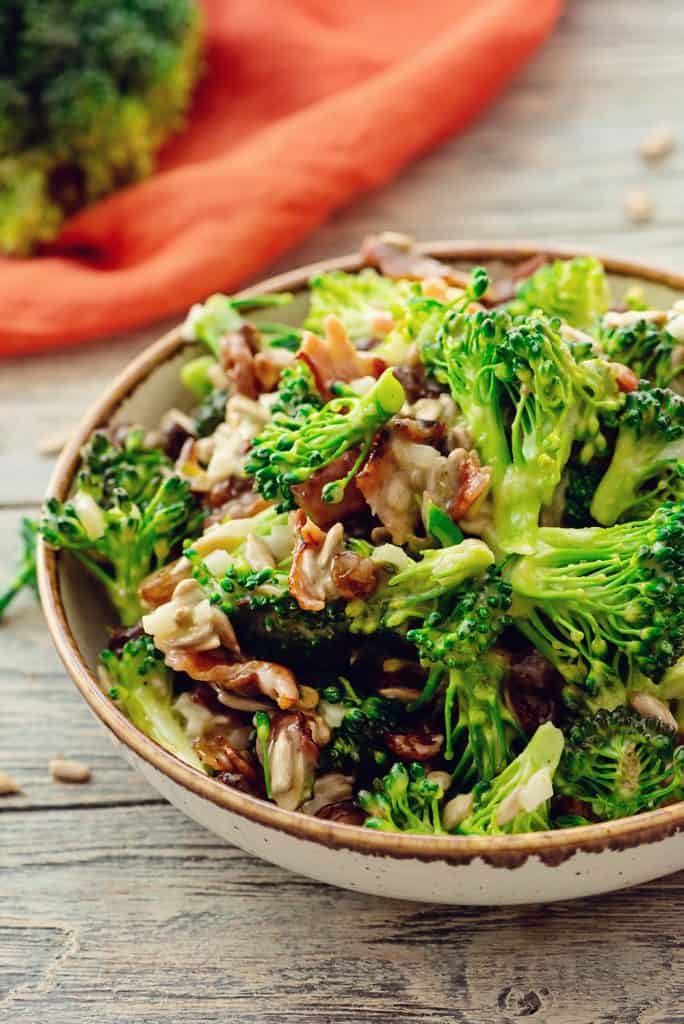 Broccoli Bacon Salad served in bowl