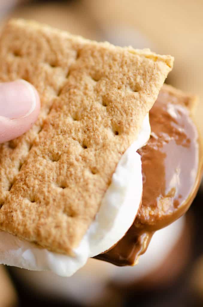 Peanut Butter Cup S'mores In The Oven held in hand