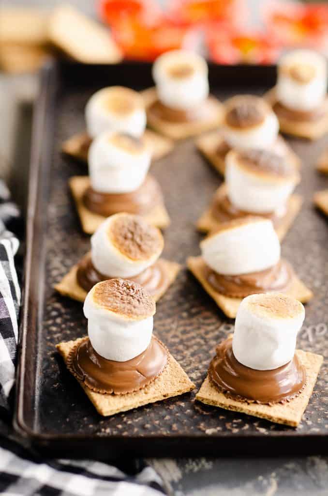 Peanut Butter Cup S'mores In The Oven broiled with toasted marshmallows