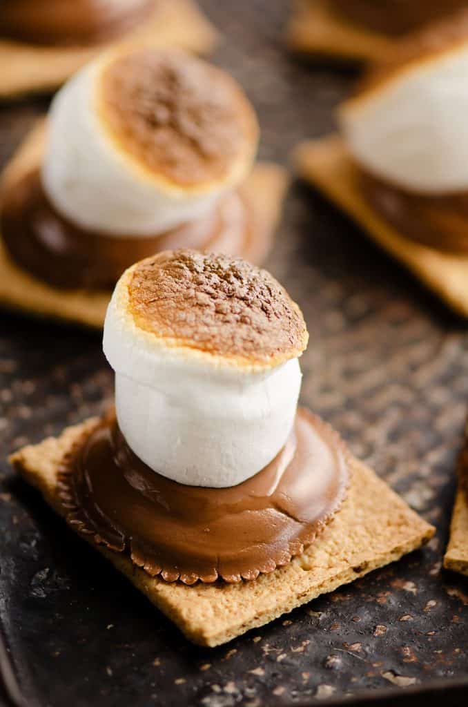 Peanut Butter Cup S'mores In The Oven toasted marshmallow