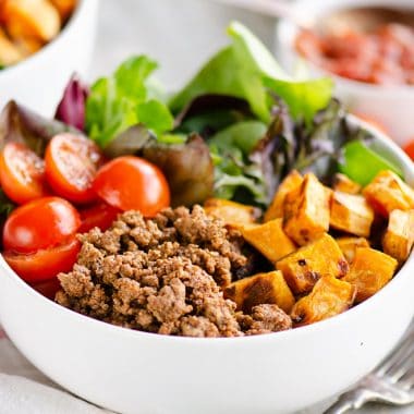 Sweet Potato Taco Bowls served on table