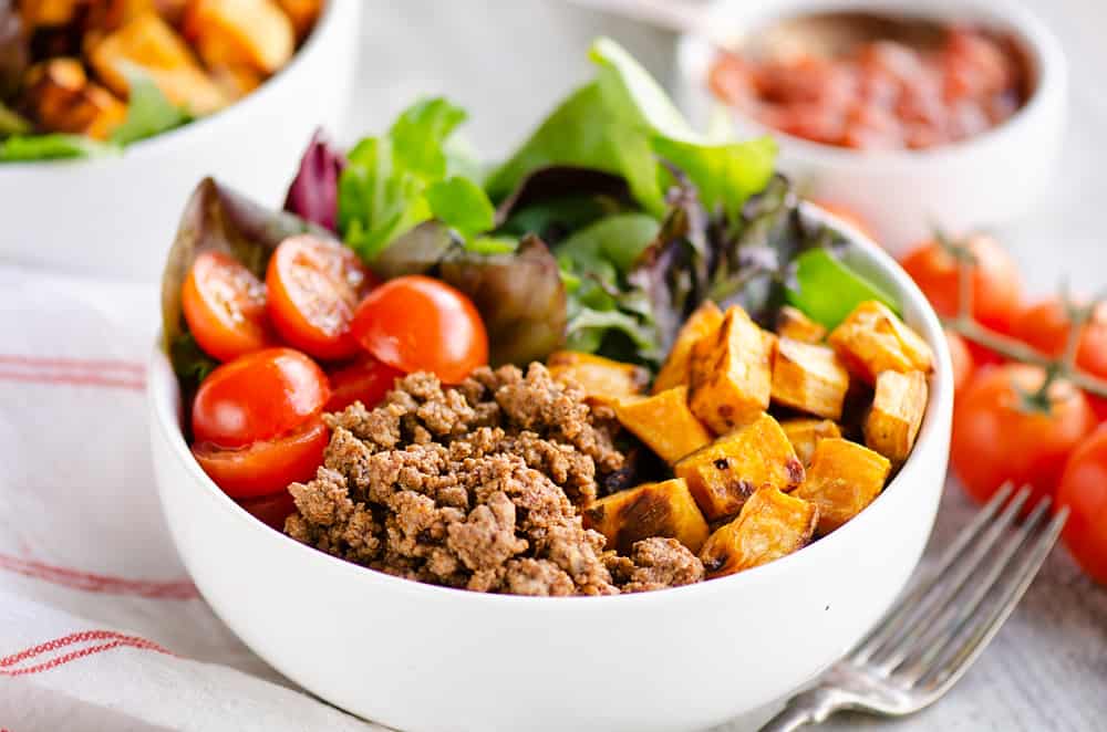 Sweet Potato Taco Bowls served on table