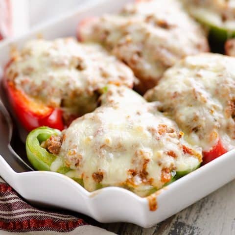Low Carb Southwest Stuffed Peppers served on table for dinner