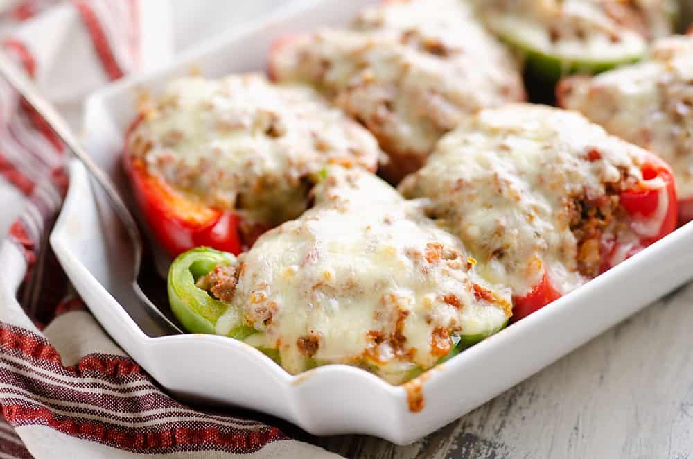 Low Carb Southwest Stuffed Peppers served on table for dinner