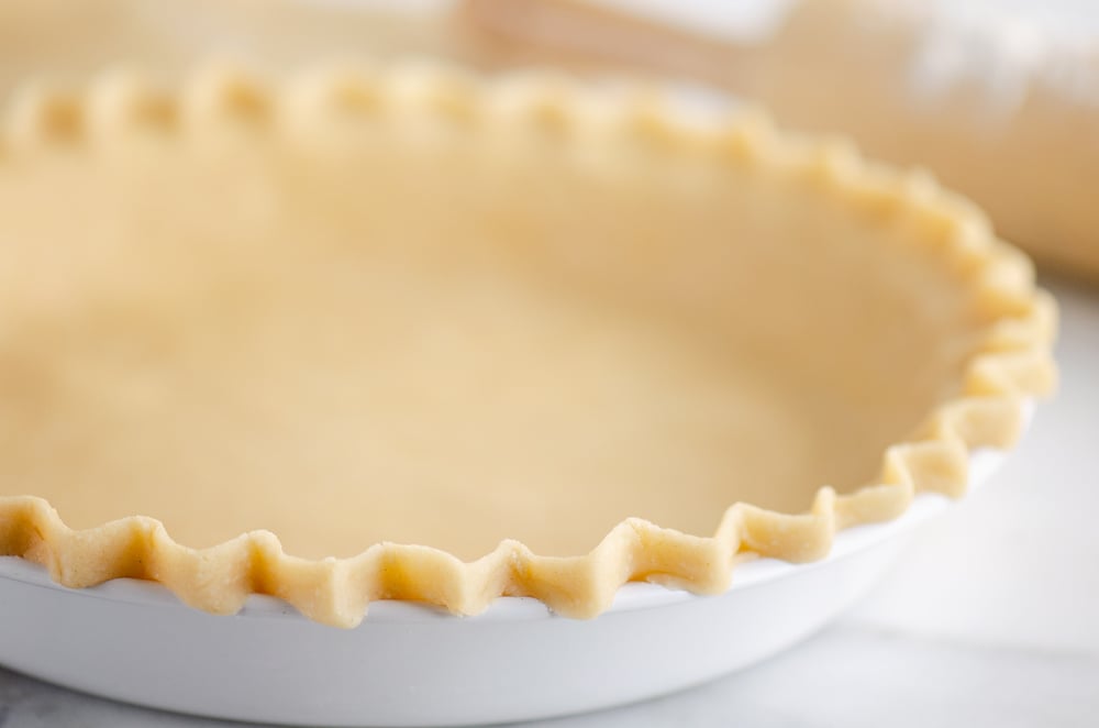 Flakey Pie Crust in white pie plate