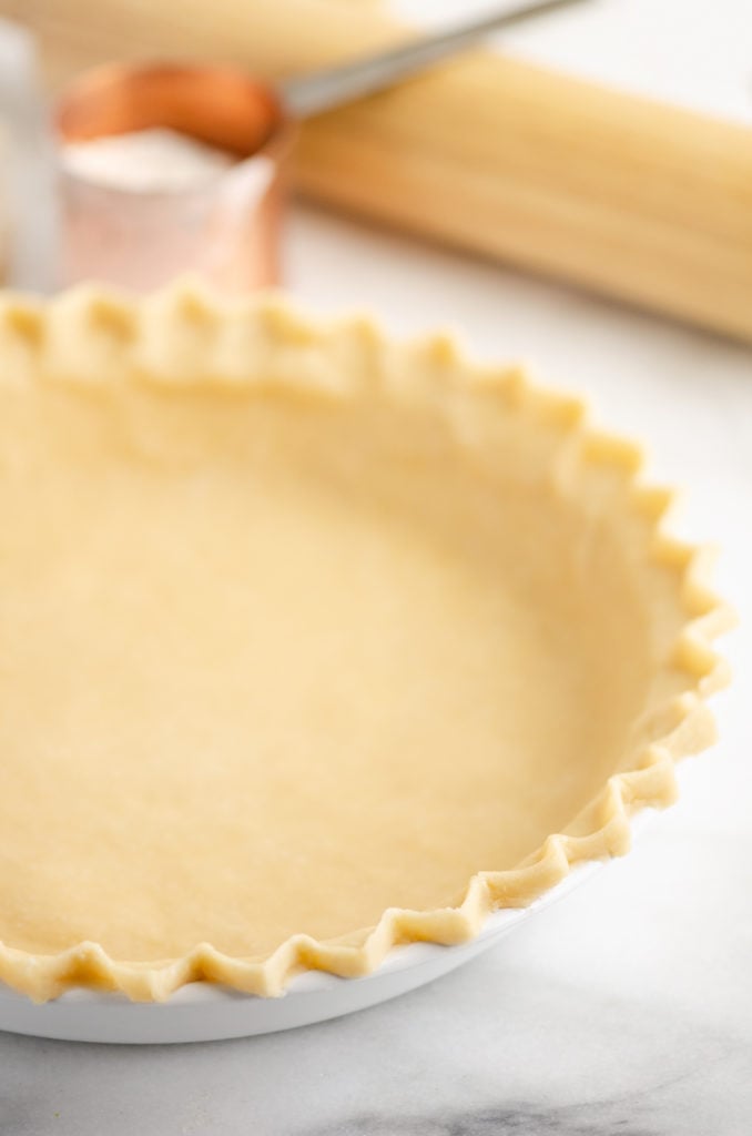 Flakey Pie Crust on white counter