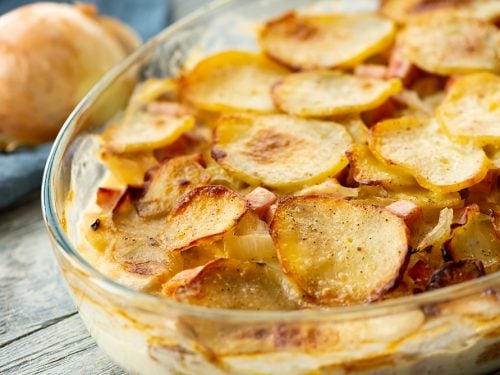 Scalloped Potatoes and Ham in casserole
