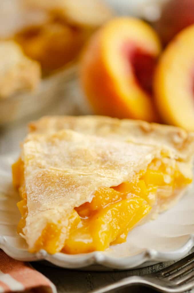 peach pie served on plate