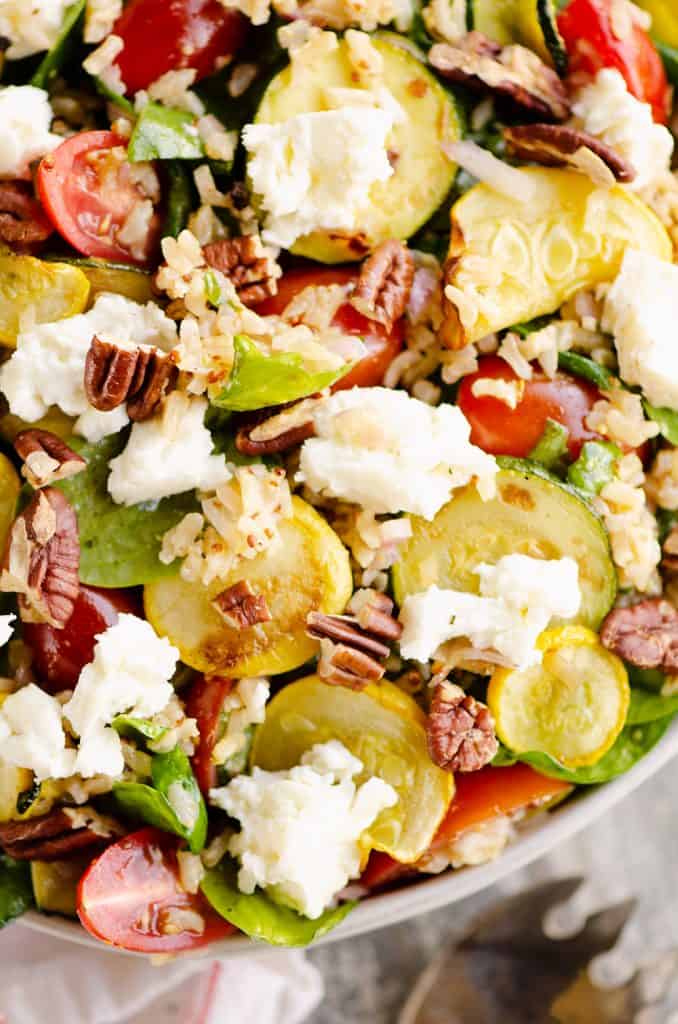 Brown Rice Honey Feta Squash and Brown Rice Salad closeup