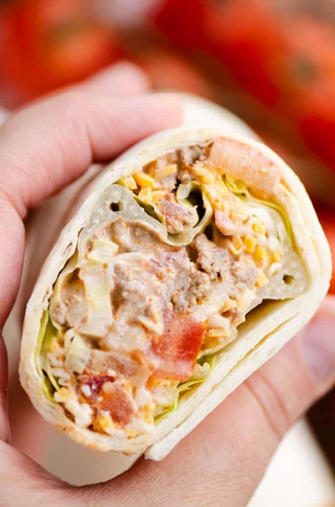 Hearty Taco Wrap held in hand