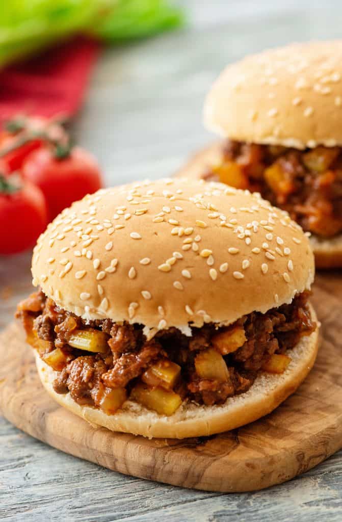 Homemade Sloppy Joes on serving tray